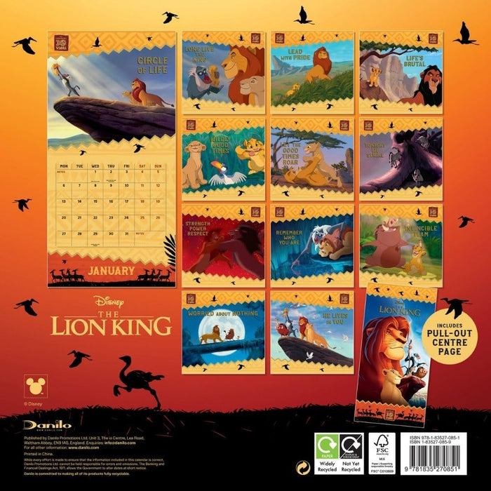 The Lion King Square Calendar 2025