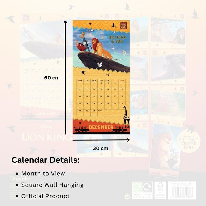 The Lion King Square Calendar 2025