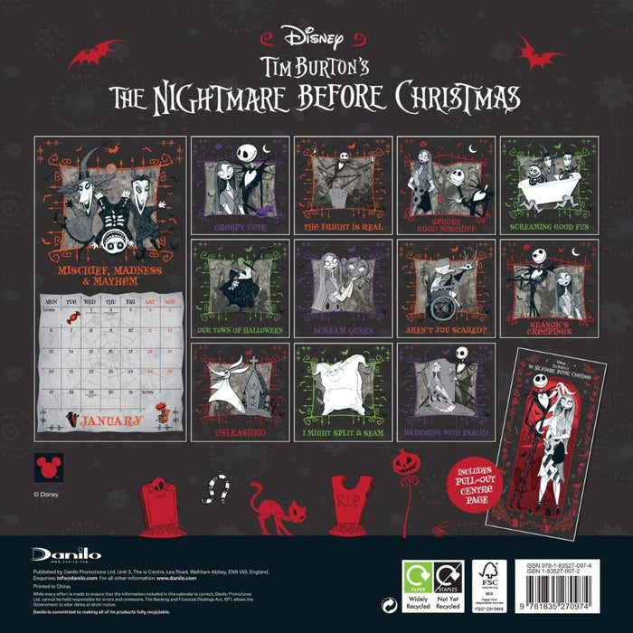 The Nightmare Before Christmas Square Calendar 2025