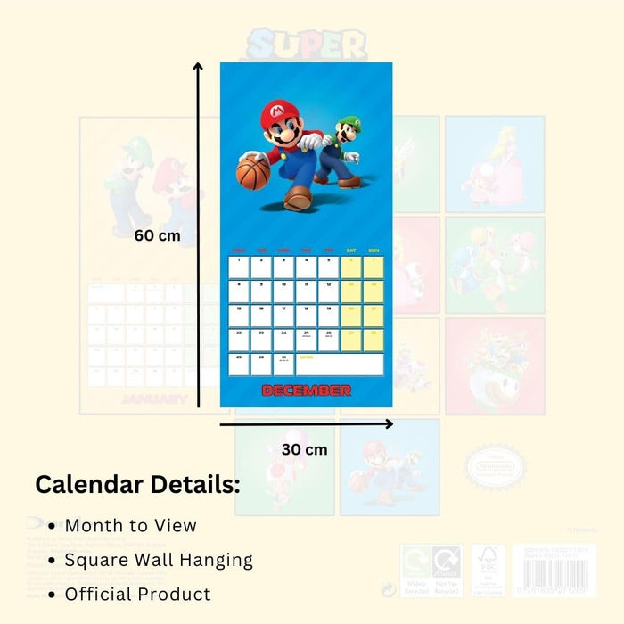 Super Mario Square Calendar 2025