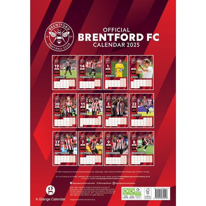 Brentford FC A3 Calendar 2025