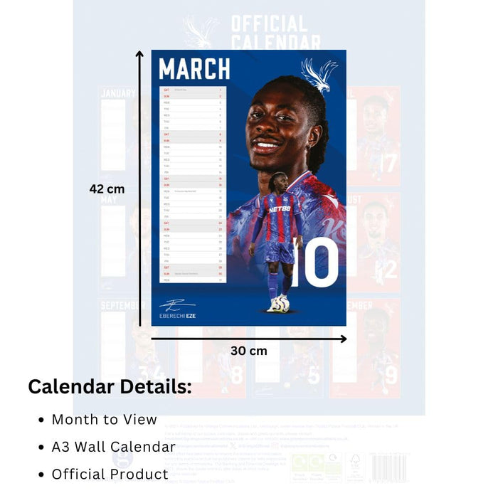 Crystal Palace FC A3 Calendar 2025