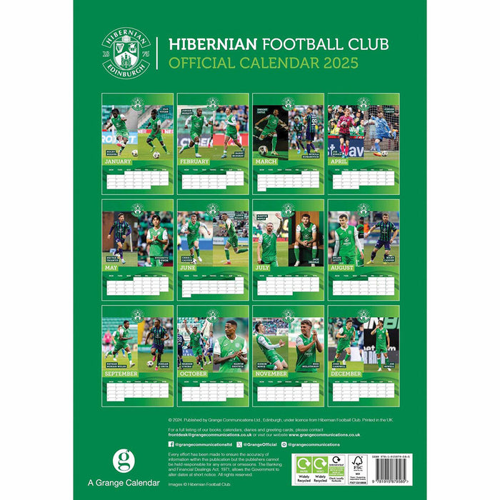 Hibernian FC A3 Calendar 2025