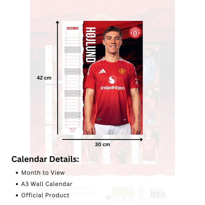 Manchester United FC A3 Calendar 2025