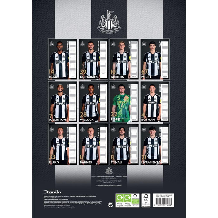 Newcastle United FC A3 Calendar 2025