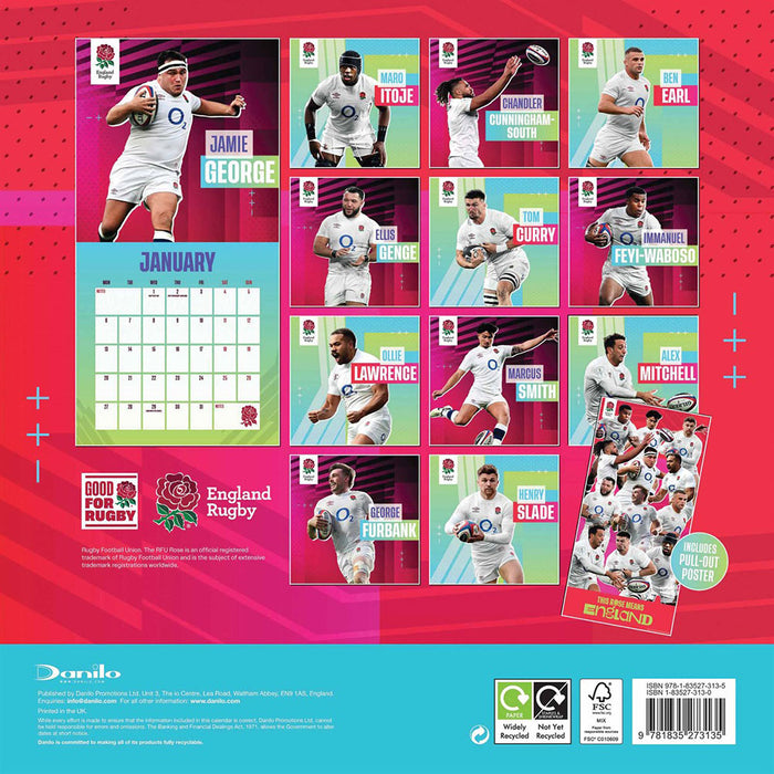 England RFU Square Calendar 2025