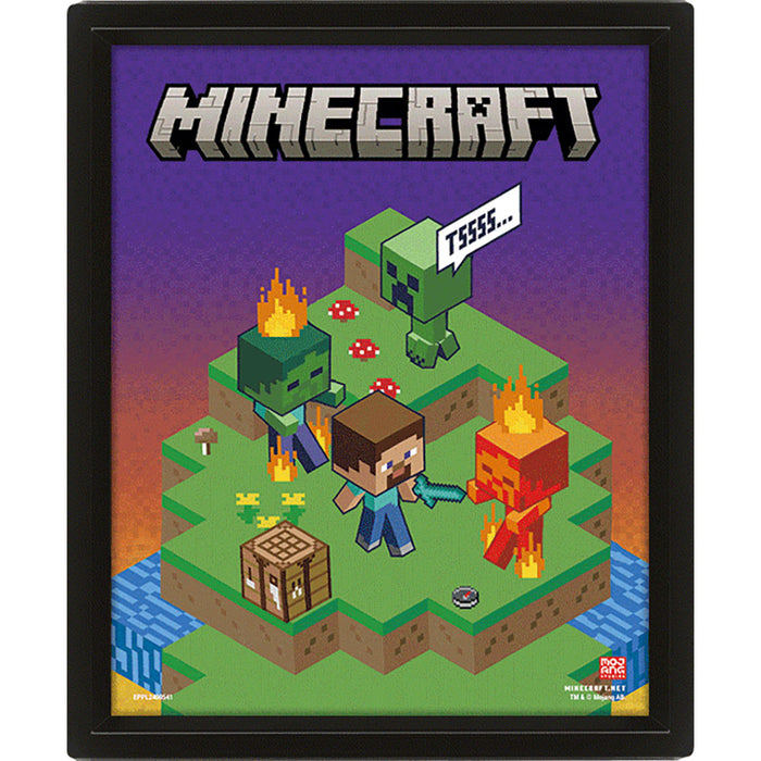 Minecraft Terrain Framed 3D Picture