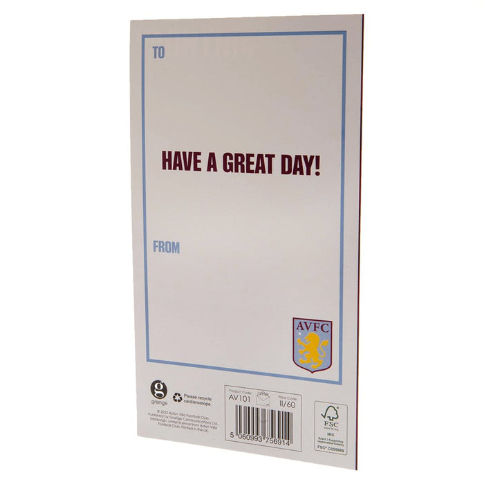 Aston Villa FC Crest Birthday Card - Excellent Pick