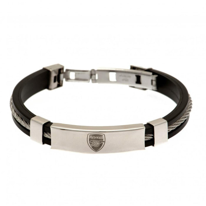 Arsenal FC Silver Inlay Silicone Bracelet - Excellent Pick