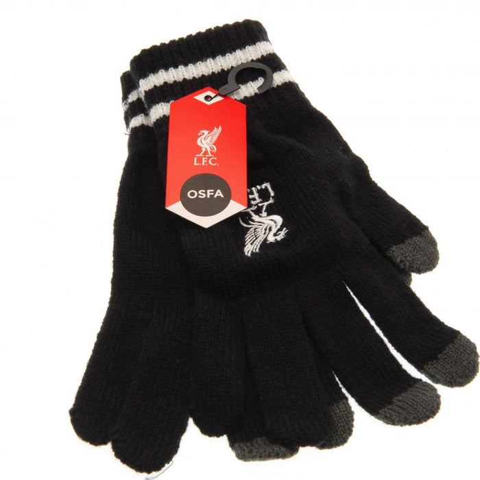 Liverpool FC Touchscreen Knitted Gloves Youths BK - Excellent Pick