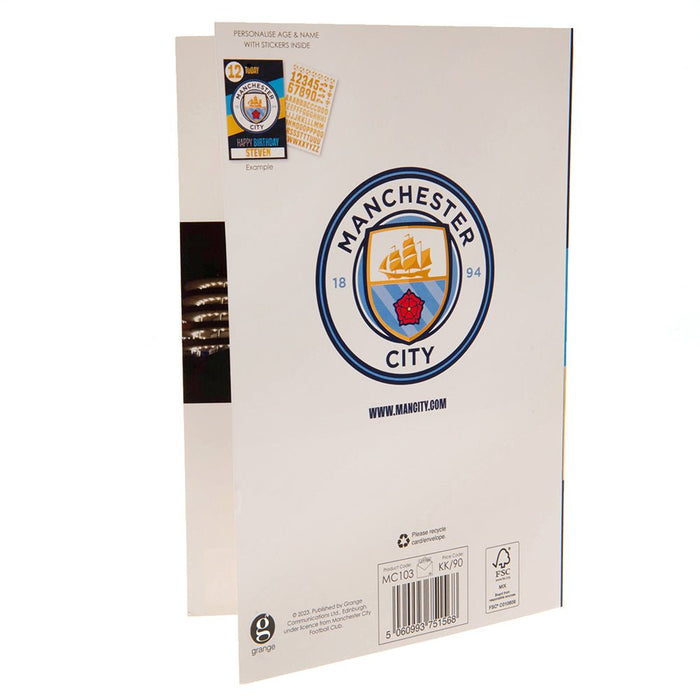 Manchester City FC Birthday Card With Stickers - Excellent Pick